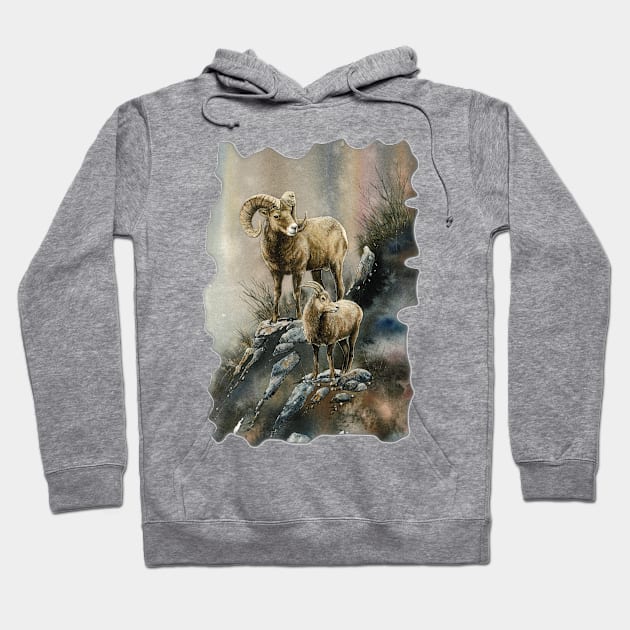 Bighorns Hoodie by Dave Bartholet Wildlife Art